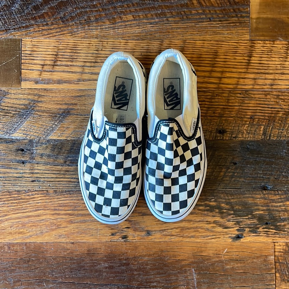 Checkered slip on vans